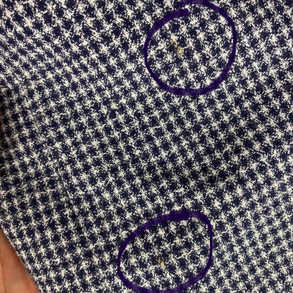 Vtg Leslie Fay 14 XL Blazer Jacket Navy Blue Gold Nautical Gingham Career - Picture 3 of 6
